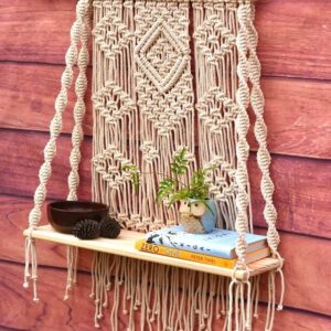 Handmade Macrame Mini Shelves Donadoni DDM4 – Kệ treo tường handmade Macrame DDM4